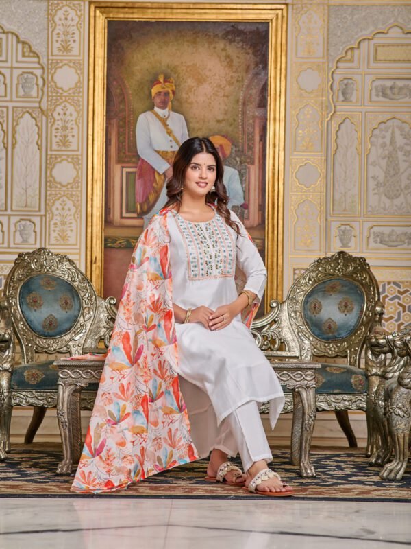 Chanderi Kurta With Pant Dupatta Set6 Women Chanderi Kurta With Pant And Dupatta Set | My Fashion - Image 4