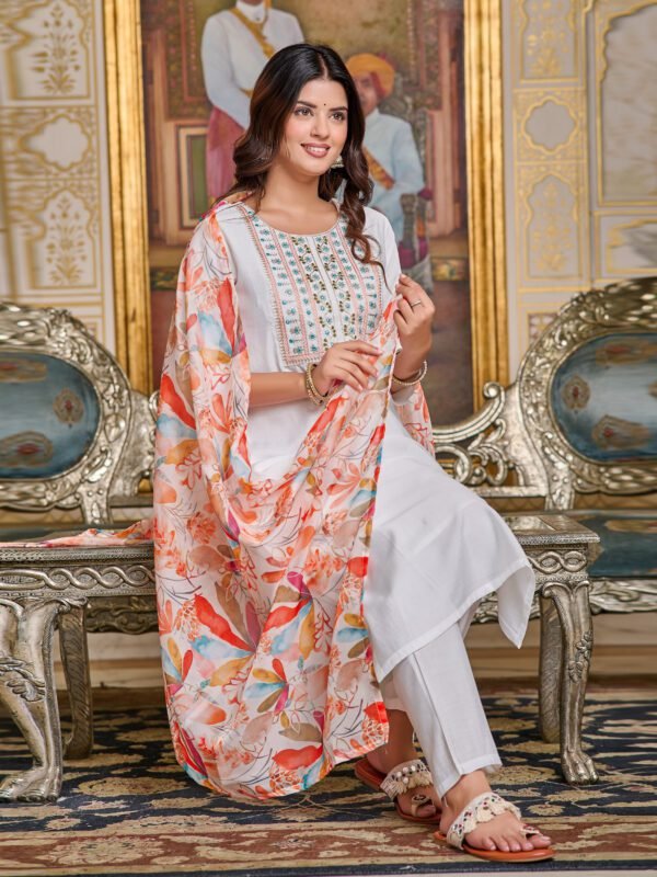 Chanderi Kurta With Pant Dupatta Set8 Women Chanderi Kurta With Pant And Dupatta Set | My Fashion - Image 2