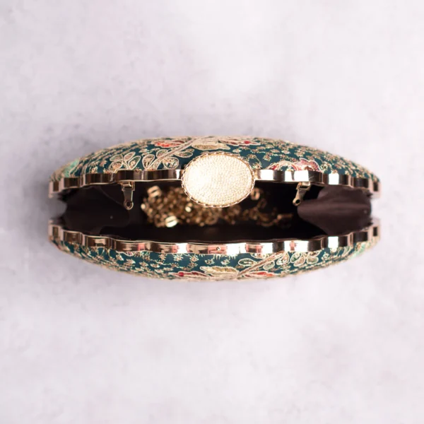 Designer D-Shape Ethnic Clutch... Buy Designer D-Shape Ethnic Clutch (9×6 inches)– Big Size Embroidered Handbag Online. Perfect for weddings, parties & gifting| My Fashion - Image 3