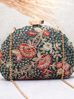 Designer D-Shape Ethnic Clutch