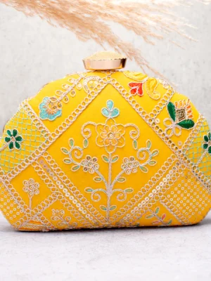 Designer D-Shape Ethnic Clutch