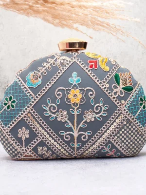 Designer D-Shape Ethnic Clutch