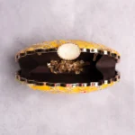 Buy Designer D-Shape Ethnic Clutch (9×6 inches)– Big Size Embroidered Handbag Online. Perfect for weddings, parties & gifting| My Fashion - Image 3