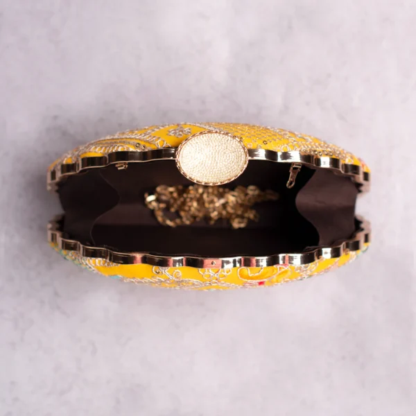 Designer D-Shape Ethnic Clutch48 Buy Designer D-Shape Ethnic Clutch (9×6 inches)– Big Size Embroidered Handbag Online. Perfect for weddings, parties & gifting| My Fashion - Image 3