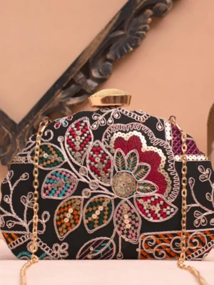 Designer D-Shape Ethnic Clutch