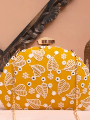 Designer D-Shape Ethnic Clutch