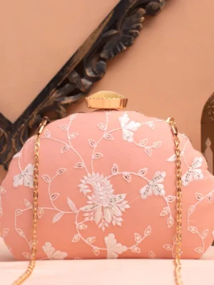 Designer D-Shape Ethnic Clutch
