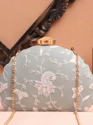 Designer D-Shape Ethnic Clutch