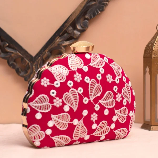 Designer D-Shape Ethnic Clutch67 Buy Designer D-Shape Ethnic Clutch (9×6 inches)– Big Size Embroidered Handbag Online. Perfect for weddings, parties & gifting| My Fashion - Image 2