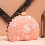 Buy Designer D-Shape Ethnic Clutch (9×6 inches)– Big Size Embroidered Handbag Online. Perfect for weddings, parties & gifting| My Fashion - Image 2
