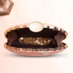 Buy Designer D-Shape Ethnic Clutch (9×6 inches)– Big Size Embroidered Handbag Online. Perfect for weddings, parties & gifting| My Fashion - Image 3