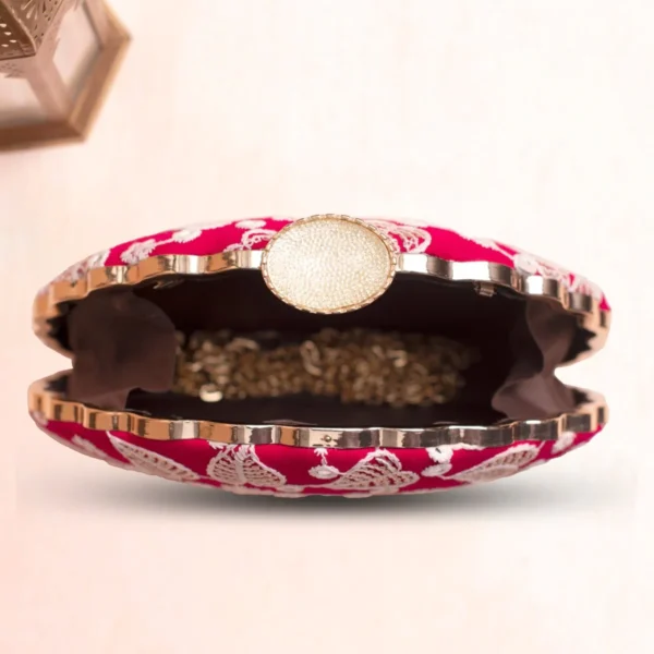 Designer D-Shape Ethnic Clutch79 Buy Designer D-Shape Ethnic Clutch (9×6 inches)– Big Size Embroidered Handbag Online. Perfect for weddings, parties & gifting| My Fashion - Image 3