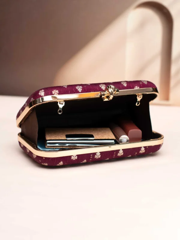 Designer Ethnic Brocade Clutch8 ✨ Luxury Designer Ethnic Brocade Clutch – Big Size (8×4 inches)– Big Size Wedding & Party Handbag | My Fashion - Image 3