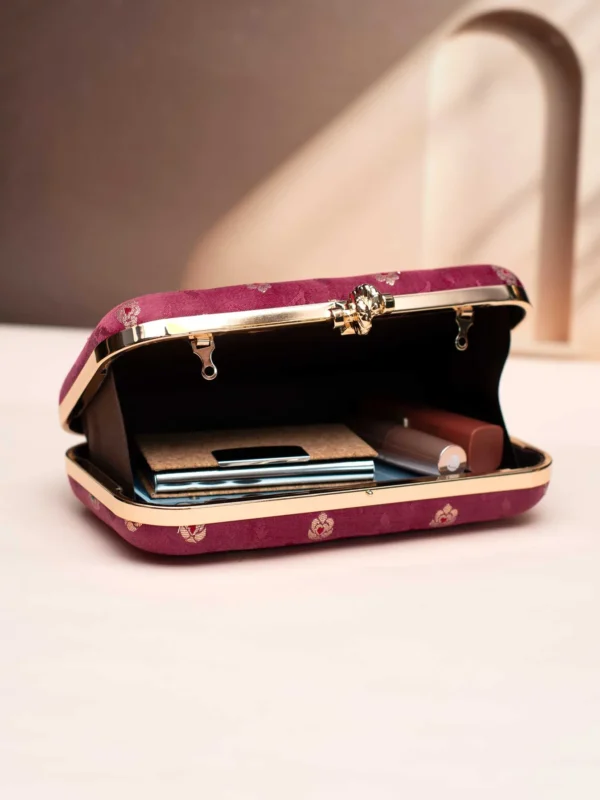 Designer Ethnic Brocade Clutch9 ✨ Luxury Designer Ethnic Brocade Clutch – Big Size (8×4 inches)– Big Size Wedding & Party Handbag | My Fashion - Image 3