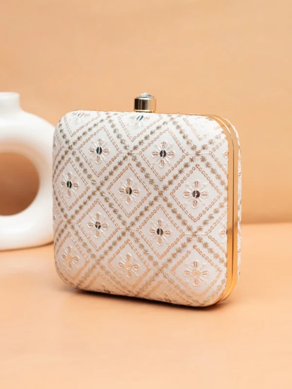 ✨ LuxuryShop Designer Ethnic Embroidery Clutch (7×6.5 in)– Big Size Wedding & Party Handbag | My Fashion - Image 2