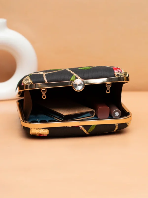 Designer Ethnic Embroidery Clutch29 ✨ LuxuryShop Designer Ethnic Embroidery Clutch (7×6.5 in)– Big Size Wedding & Party Handbag | My Fashion - Image 3