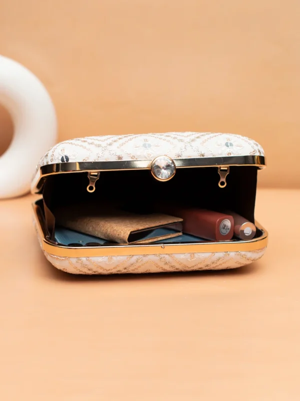 ✨ LuxuryShop Designer Ethnic Embroidery Clutch (7×6.5 in)– Big Size Wedding & Party Handbag | My Fashion - Image 3