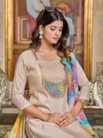 Embroidered Kurti With Pant Dupatta Set
