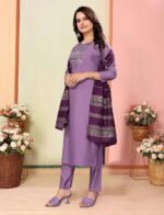Women Embroidered Silk Kurta Pant Dupatta Set – My Fashion - Image 9