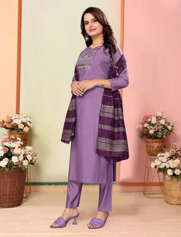 Embroidered Silk Kurta Pant Dupatta Set (10) Women Embroidered Silk Kurta Pant Dupatta Set – My Fashion - Image 9