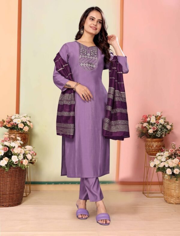 Embroidered Silk Kurta Pant Dupatta Set (11) Women Embroidered Silk Kurta Pant Dupatta Set – My Fashion - Image 8
