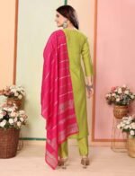 Women Embroidered Silk Kurta Pant Dupatta Set – My Fashion - Image 6
