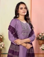 Embroidered Silk Kurta Pant Dupatta Set