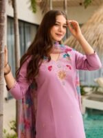 New Kurti with Pant Dupatta – Purple & Mustard Designer Set | My Fashion - Image 11