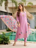 New Kurti with Pant Dupatta – Purple & Mustard Designer Set | My Fashion - Image 16