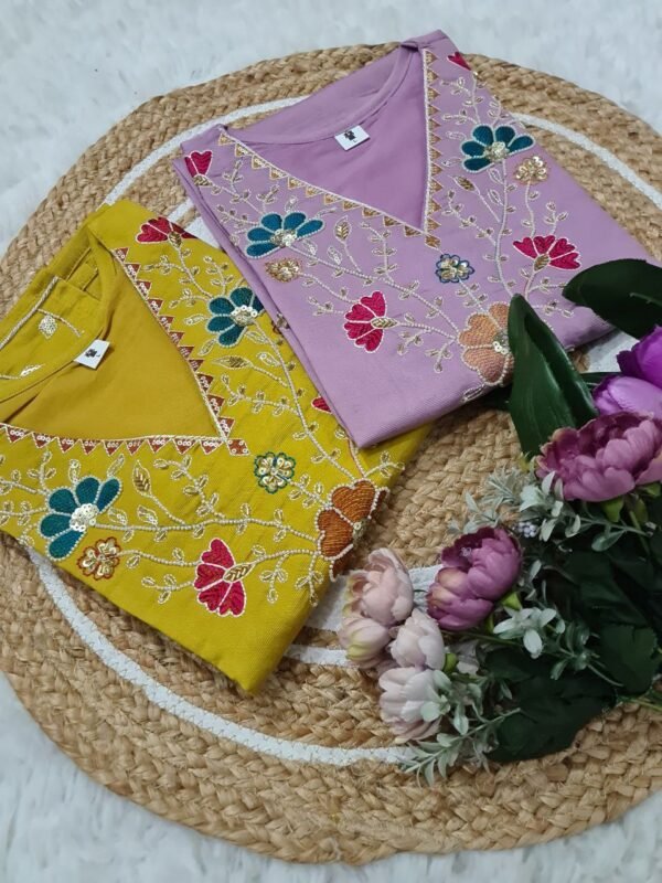 New Kurti with Pant Dupatta – Purple & Mustard Designer Set | My Fashion - Image 20