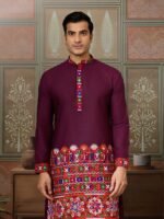 Navratri Kurta for Men –Cotton Silk with Mirror Work | Festive Wear | My Fashion - Image 4
