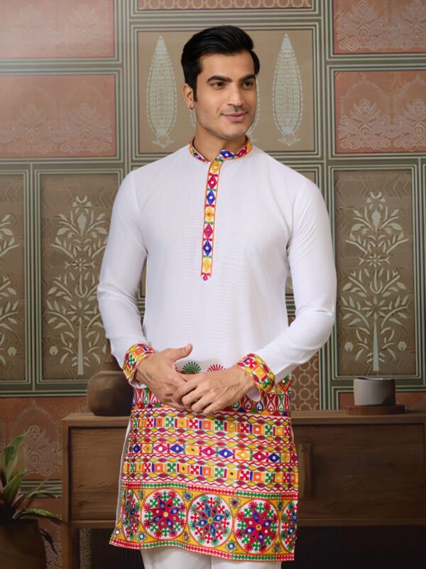 Navratri Kurta for Men5 Navratri Kurta for Men –Cotton Silk with Mirror Work | Festive Wear | My Fashion - Image 6