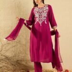 Rani Pink Kurti with Pant Dupatta