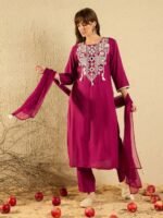 Rani Pink Kurti with Pant Dupatta