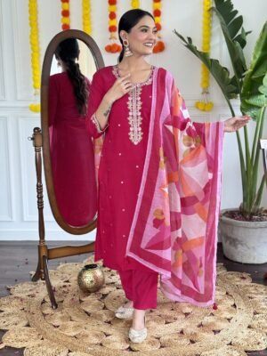 Rani Viscose Chanderi Kurta Set