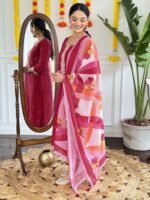 New Buy Rani Viscose Chanderi Kurta Set with Pant & Pure Linen Dupatta | My Fashion - Image 3