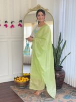 New White Kurti with Pant Dupatta – Embroidered Viscose Chanderi Set | My Fashion - Image 7