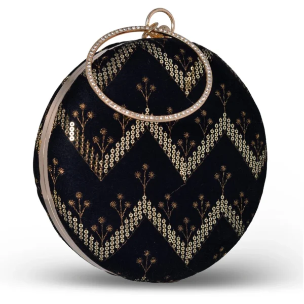 women designer clutches101 ✨ Luxury Designer Round Ethnic Clutch – Big Size Wedding & Party Handbag | My Fashion - Image 2