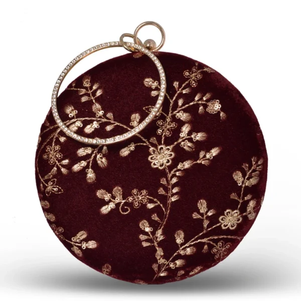 women designer clutches103 ✨ Luxury Designer Round Ethnic Clutch – Big Size Wedding & Party Handbag | My Fashion - Image 2