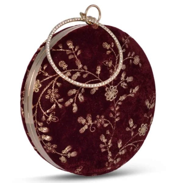 women designer clutches104 ✨ Luxury Designer Round Ethnic Clutch – Big Size Wedding & Party Handbag | My Fashion - Image 3