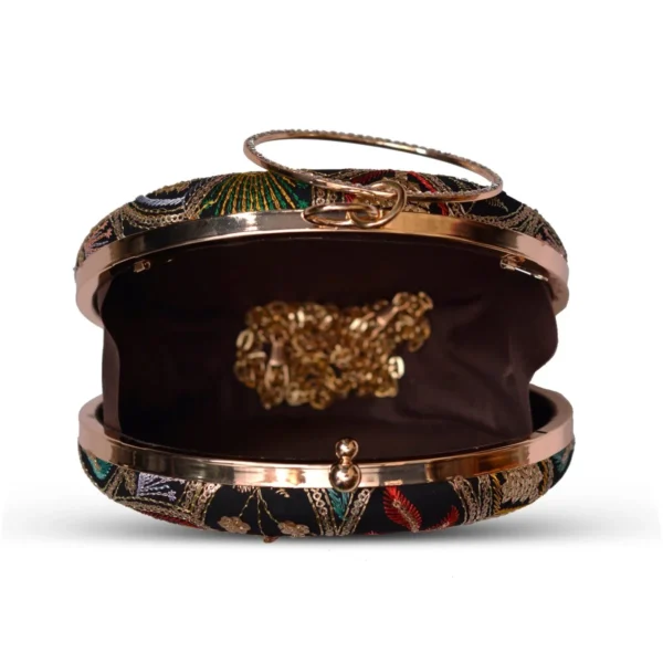 women designer clutches106 ✨ Luxury Designer Round Ethnic Clutch – Big Size Wedding & Party Handbag | My Fashion - Image 4