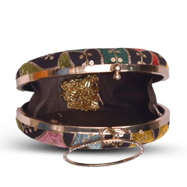 women designer clutches109 ✨ Luxury Designer Round Ethnic Clutch – Big Size Wedding & Party Handbag | My Fashion - Image 3