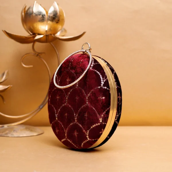 women designer clutches12 ✨ Luxury Designer Round Ethnic Clutch – Big Size Wedding & Party Handbag | My Fashion - Image 3