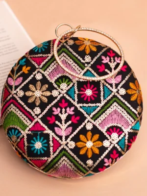 Designer Round Ethnic Clutch