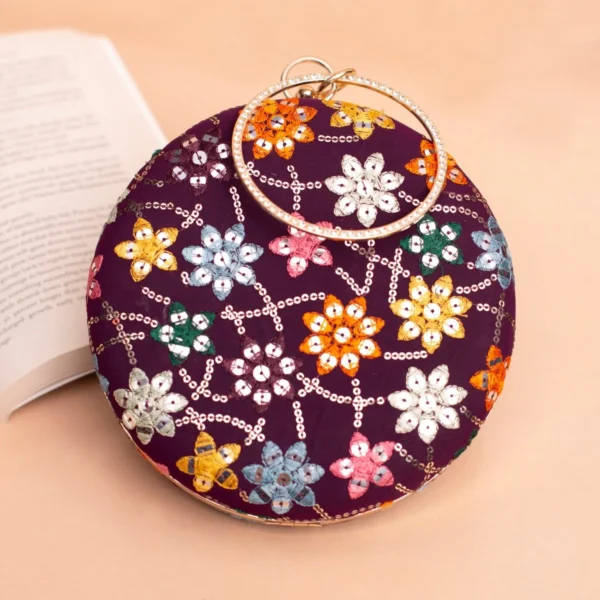 women designer clutches122 Designer Round Ethnic Clutch