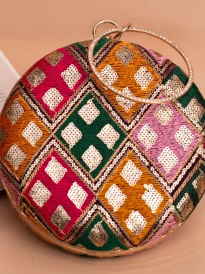 Designer Round Ethnic Clutch