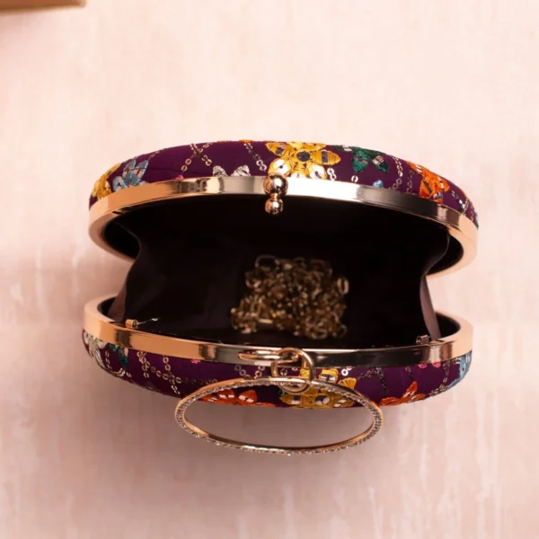 women designer clutches145 ✨ Luxury Designer Round Ethnic Clutch – Big Size Wedding & Party Handbag | My Fashion - Image 3