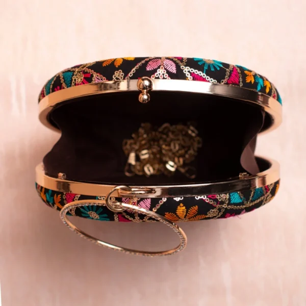 women designer clutches146 ✨ Luxury Designer Round Ethnic Clutch – Big Size Wedding & Party Handbag | My Fashion - Image 3