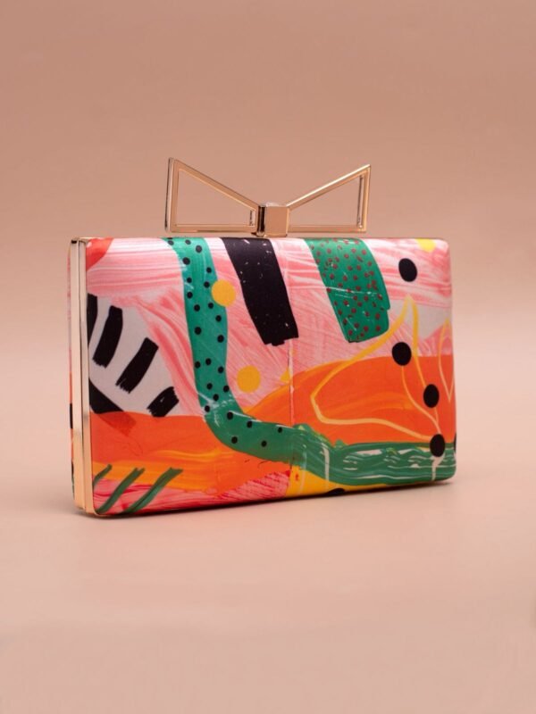 women designer clutches16 Buy Luxury Designer Art Printed Clutch (7.5×4.5 in) with satin digital print, bow lock & sling chain. Perfect for weddings, parties & gifting| My Fashion - Image 2