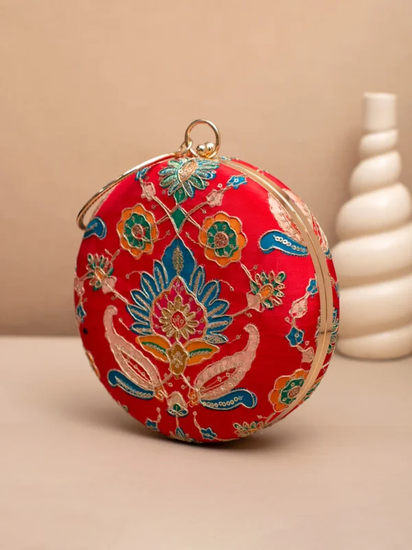 women designer clutches17 ✨ Luxury Designer Round Ethnic Clutch – Big Size Wedding & Party Handbag | My Fashion - Image 2